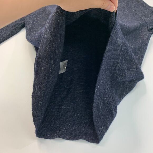 Vince Sweater Mens L Large Dark Navy Linen Wool Blend V Neck Pullover SpaceDye - Picture 8 of 12